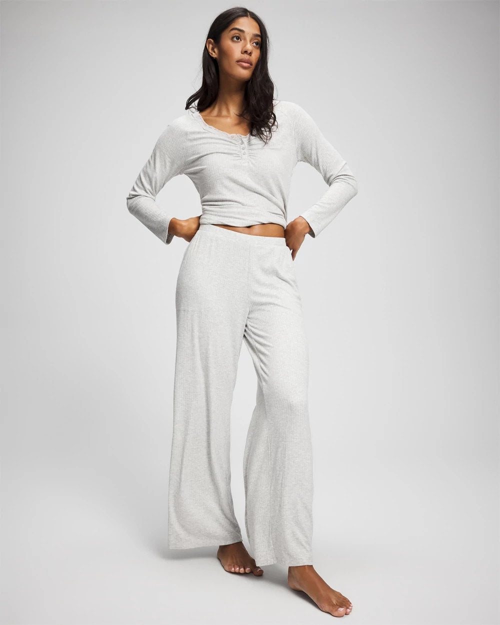 HEATHER FROST Pointelle Wide Leg Pajama Pant