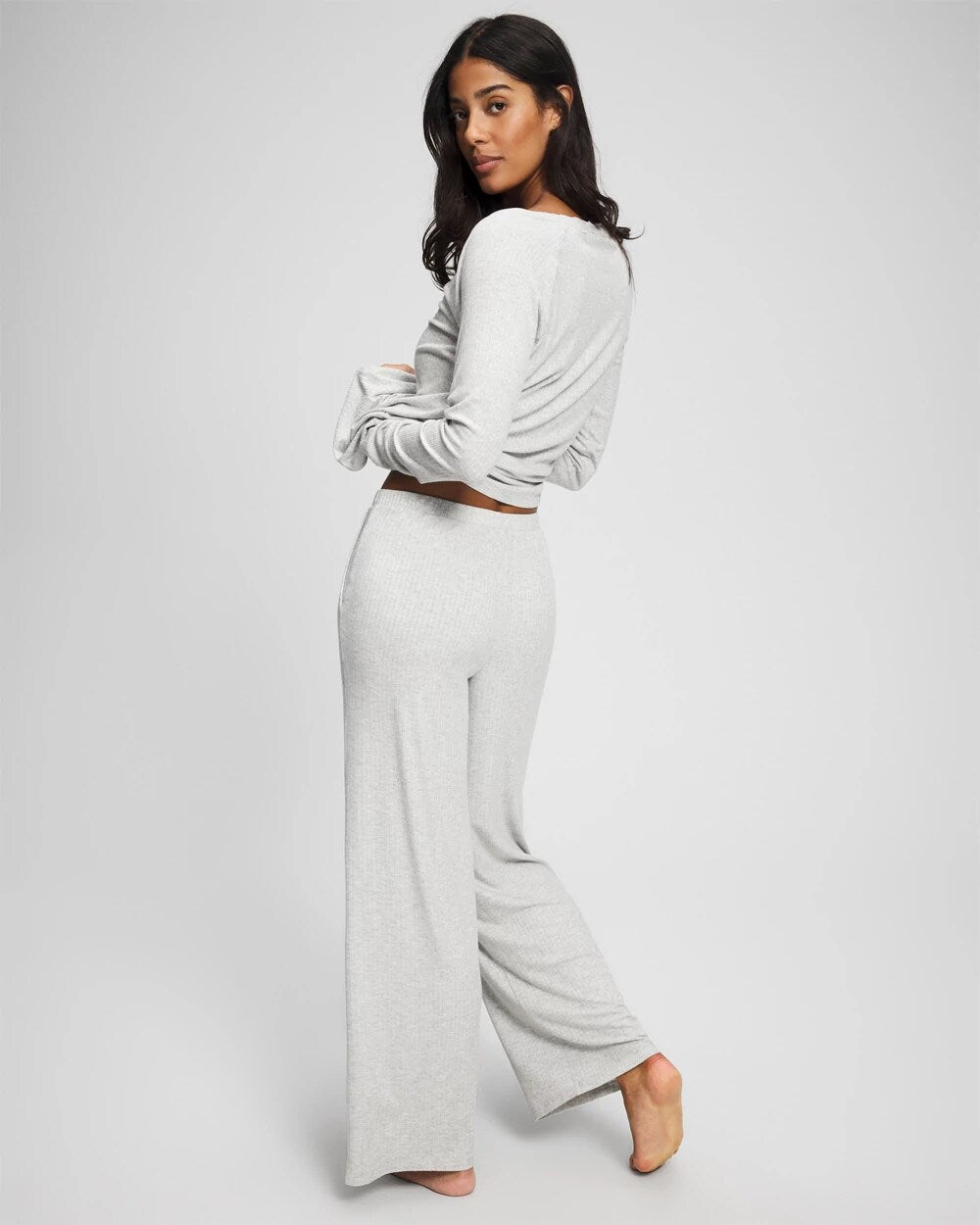 HEATHER FROST Pointelle Wide Leg Pajama Pant