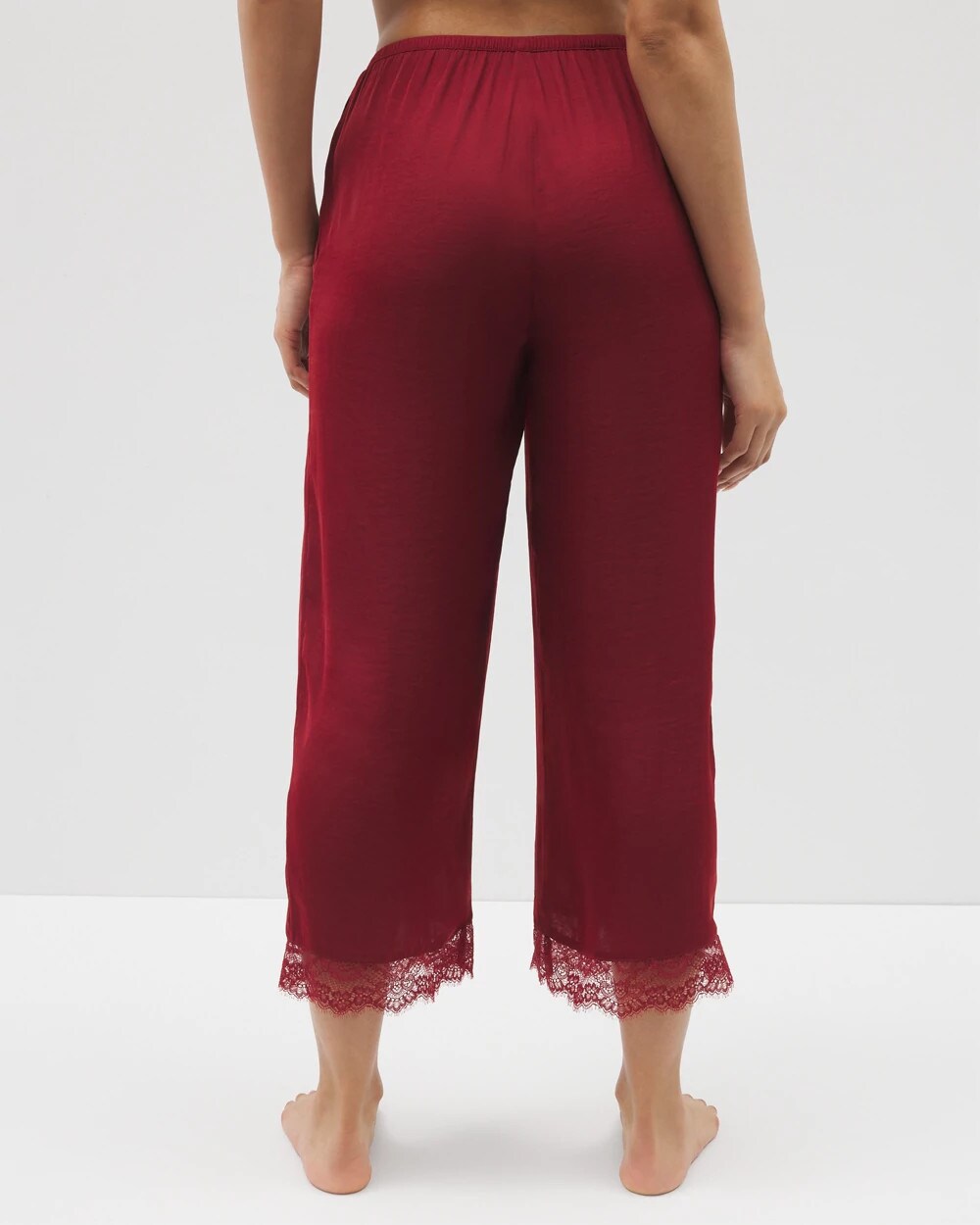 FIRST KISS Lace Trim Crop Pajama Pant