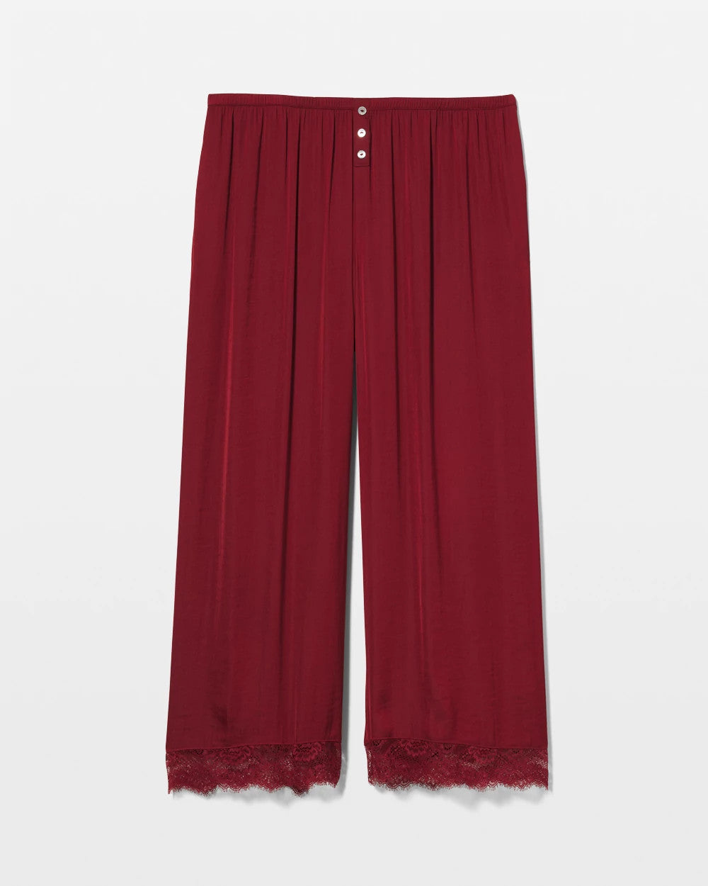 FIRST KISS Lace Trim Crop Pajama Pant