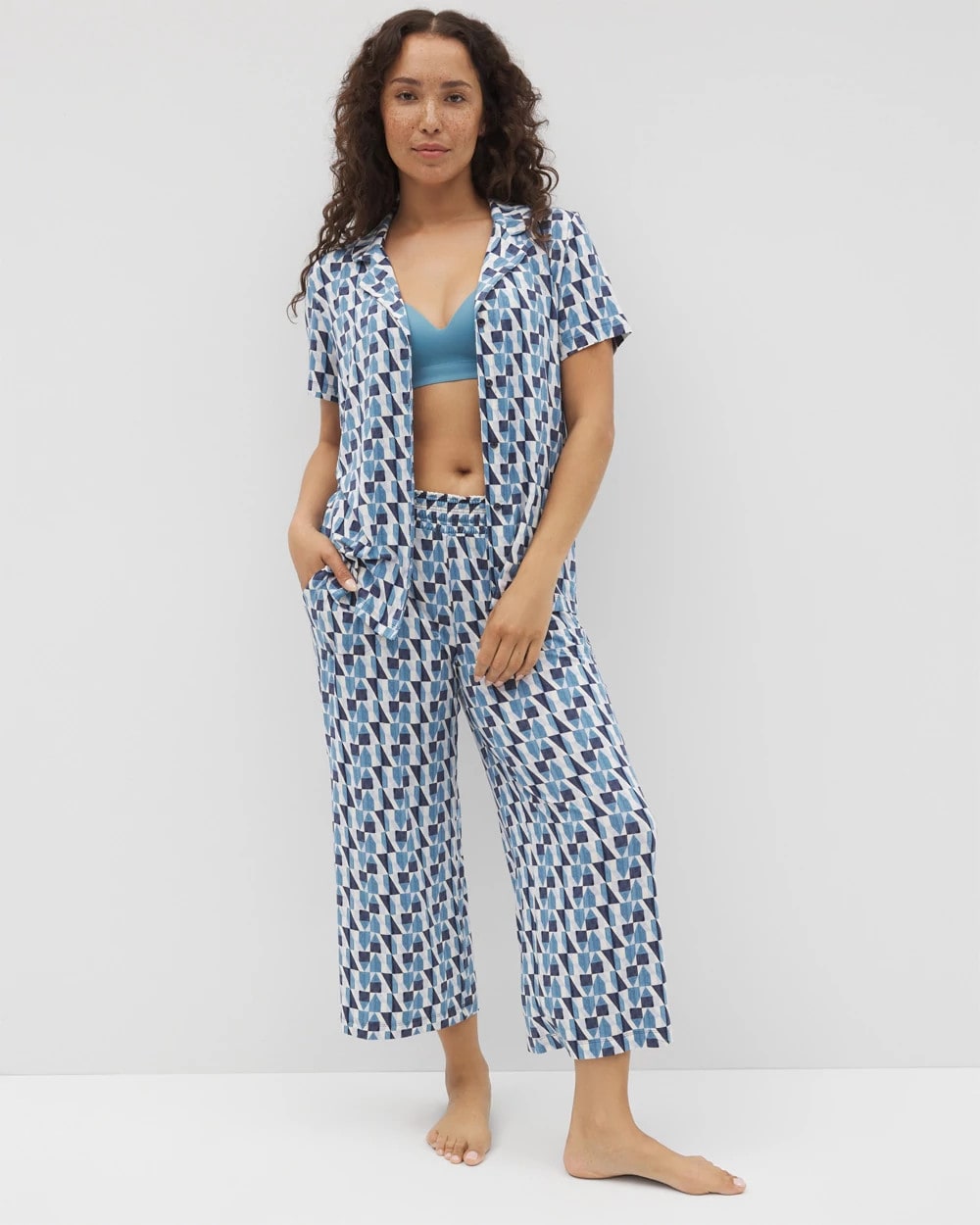 PRISM GEO MID NAVY Cropped Pajama Pants
