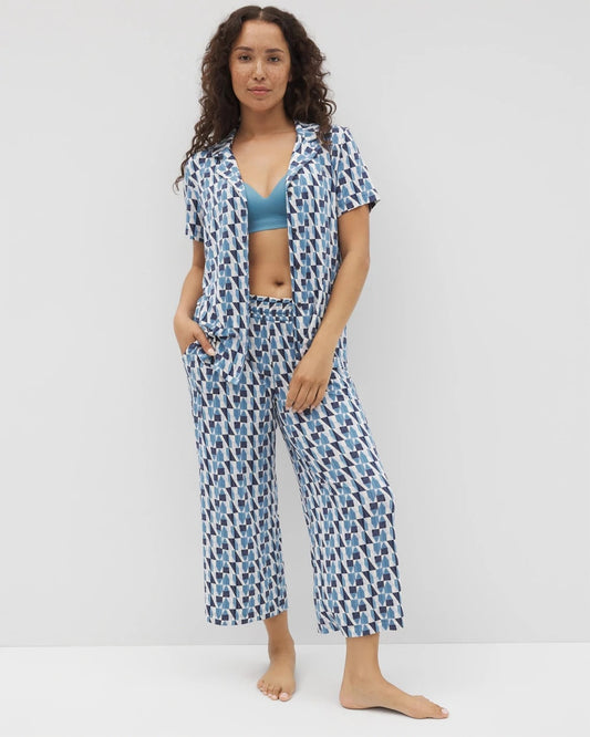 PRISM GEO MID NAVY Cropped Pajama Pants