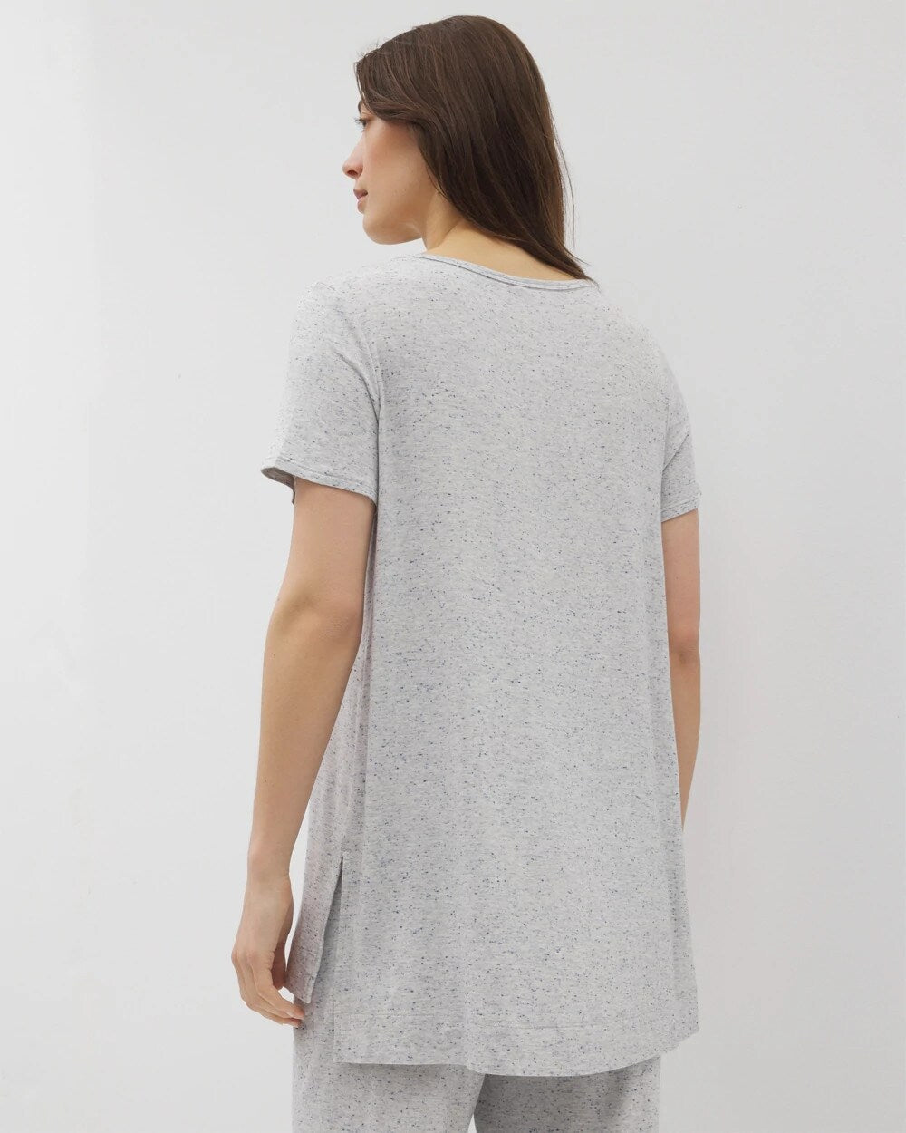 BLUE SLUB Slub Short Sleeve Tunic Pajama Tee
