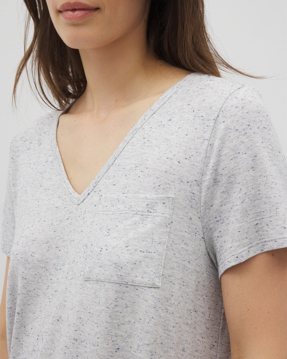 BLUE SLUB Slub Short Sleeve Tunic Pajama Tee