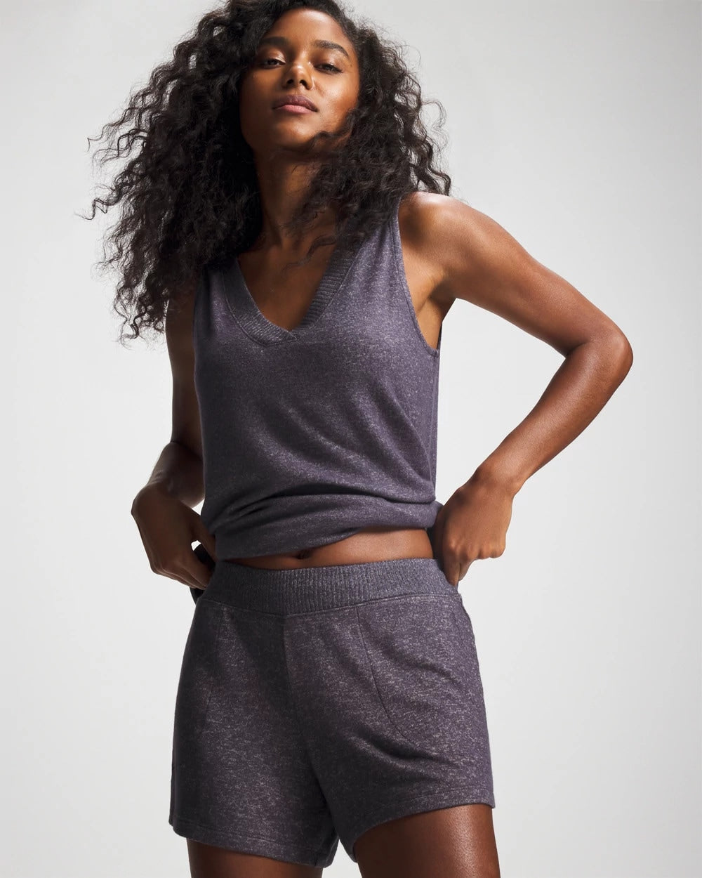 GRAY INK/PEARLED IVORY CozyLuxe Pajama Short