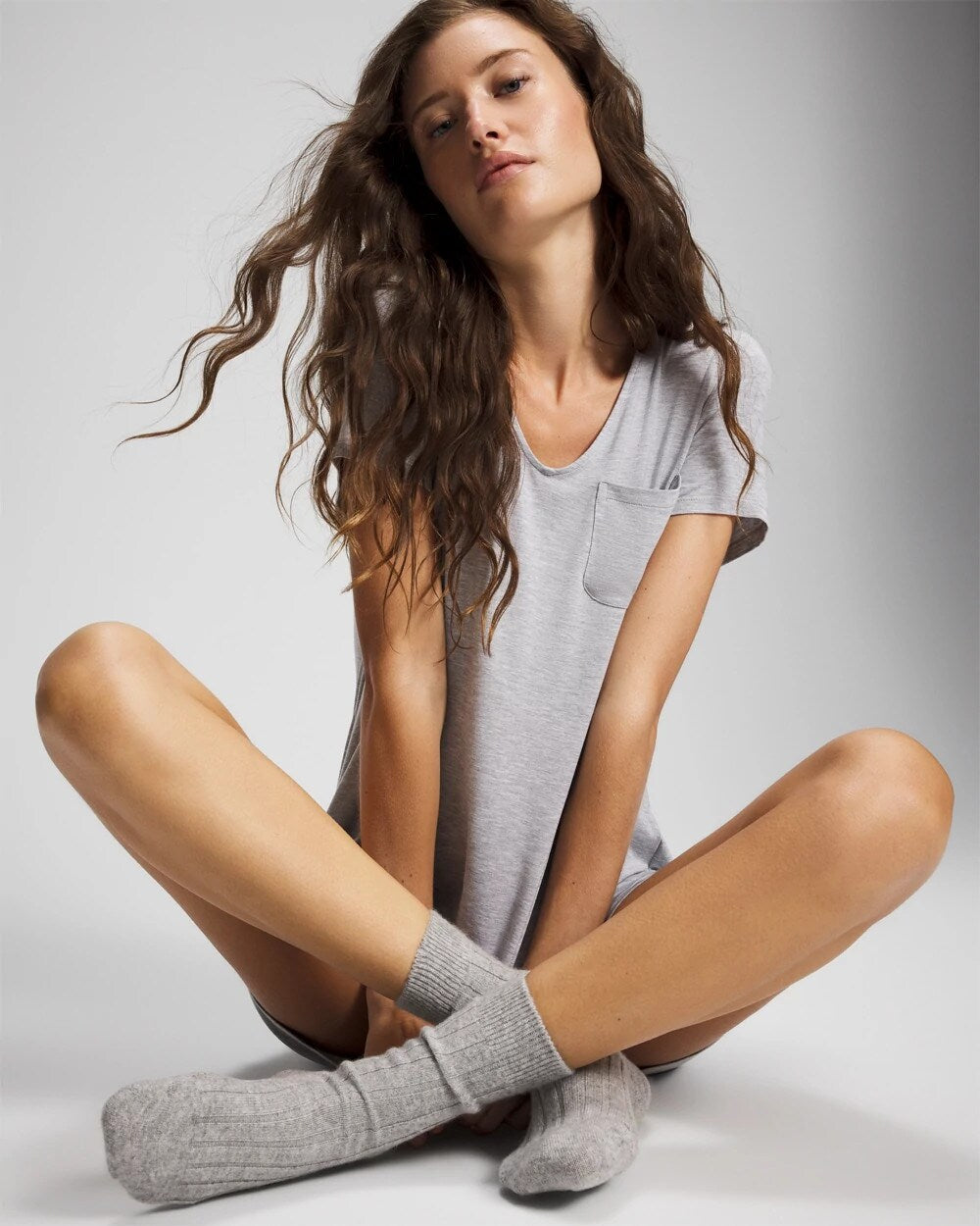 HEATHER OPAL GRAY Short-Sleeve Sleepshirt