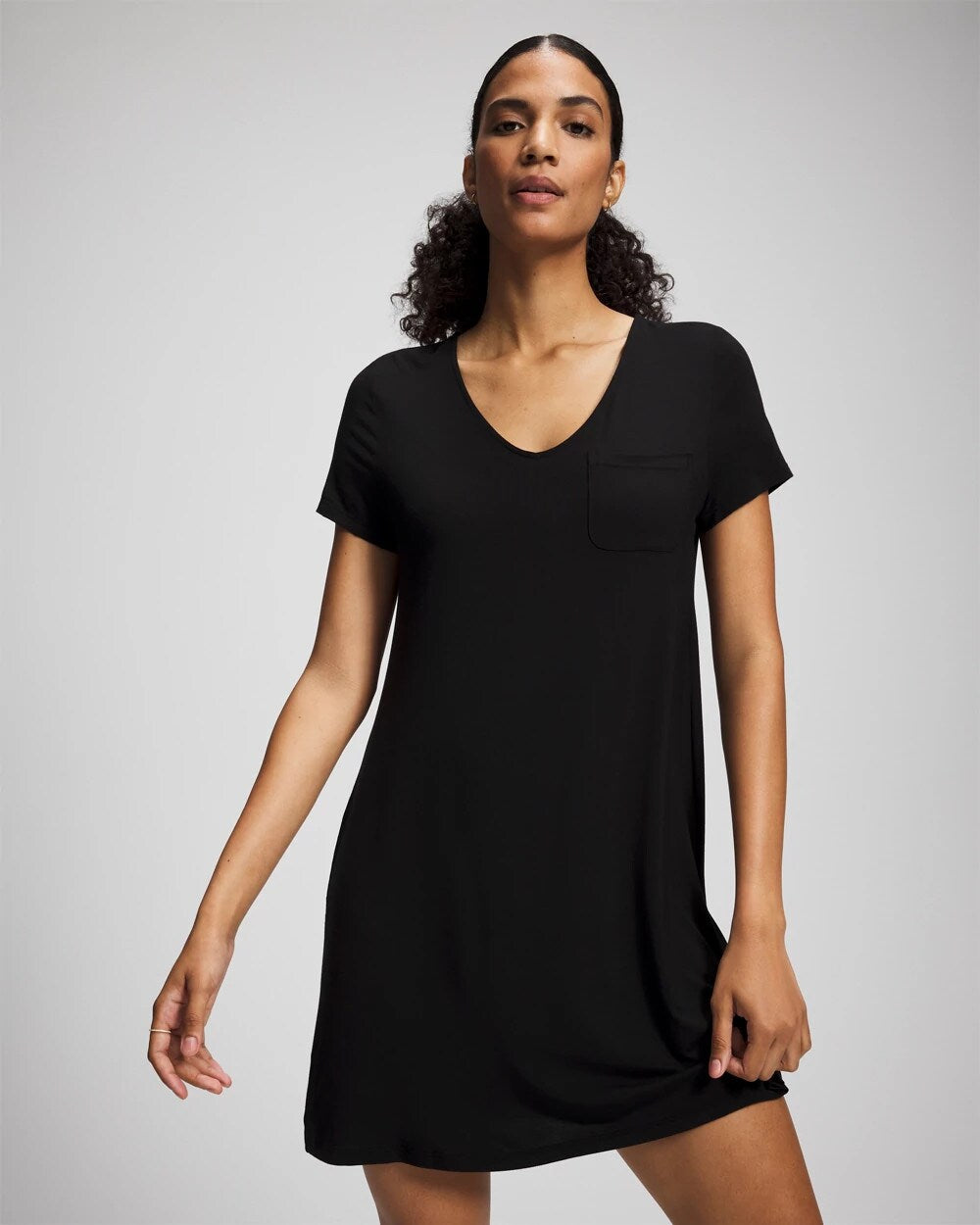 BLACK Short-Sleeve Sleepshirt