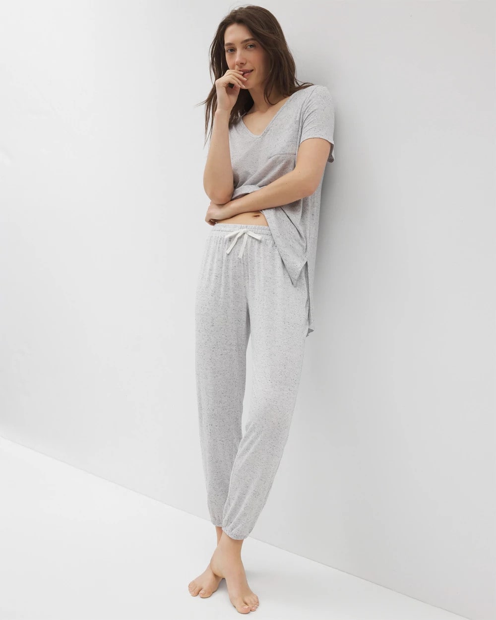 BLUE SLUB Slub Banded Ankle Pajama Pant