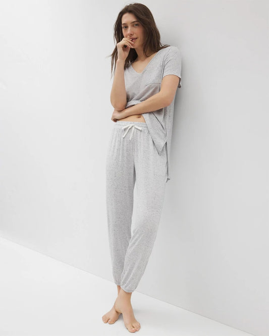 BLUE SLUB Slub Banded Ankle Pajama Pant