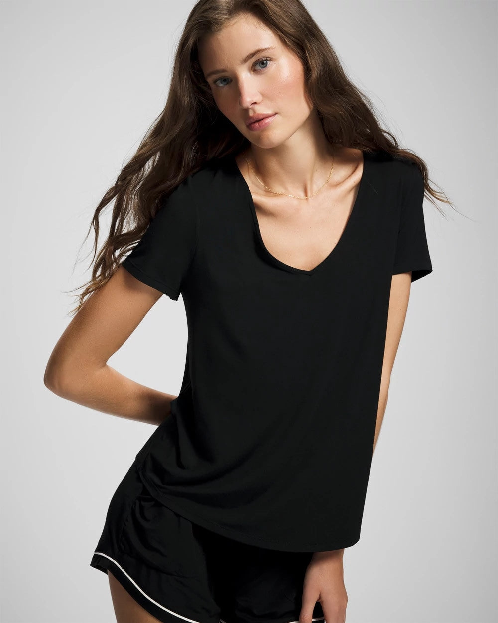 BLACK Short Sleeve Pajama Tee