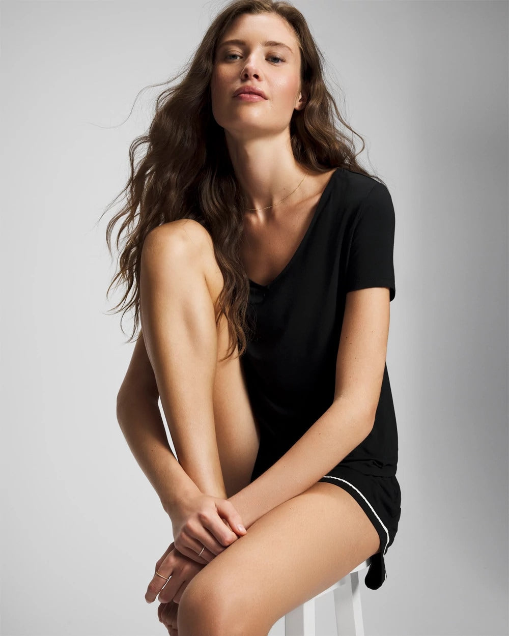 BLACK Short Sleeve Pajama Tee