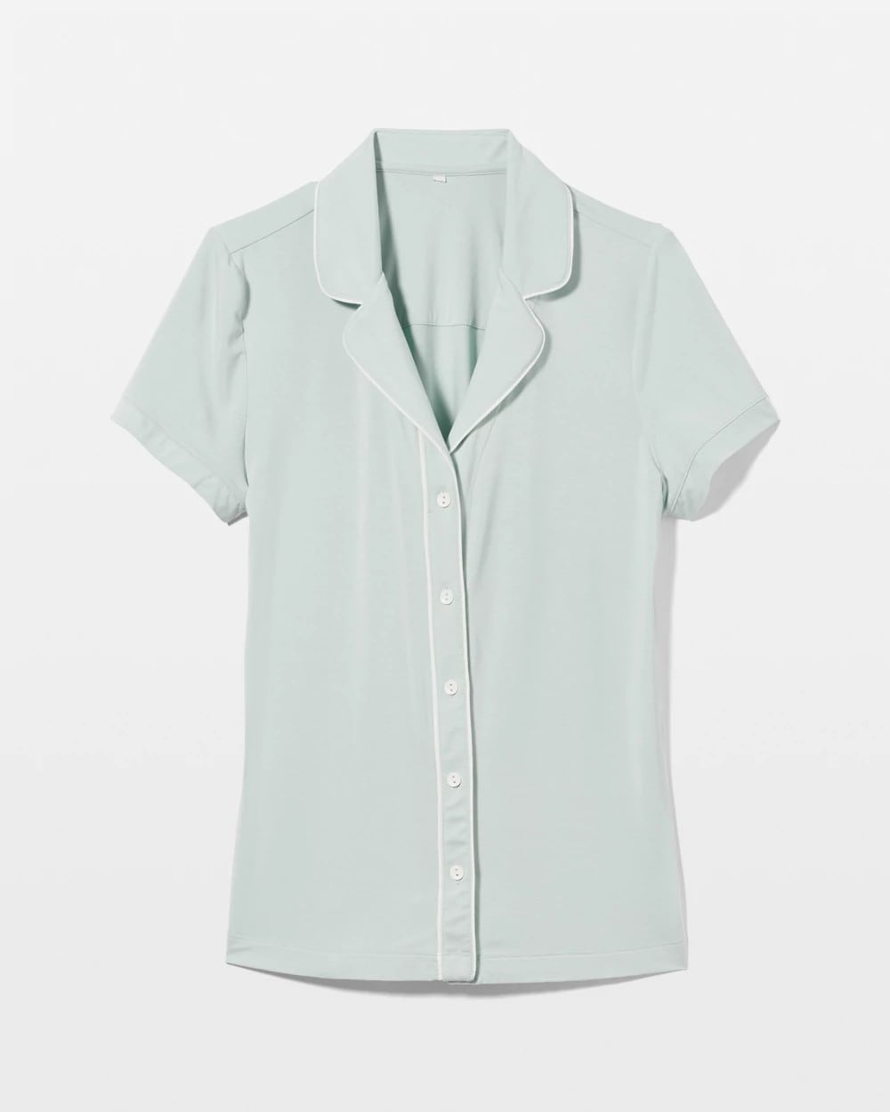 HARBOR GREEN Solid Short Sleeve Notch Collar Pajama Top