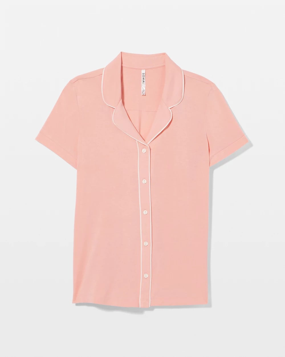 PALOMA GLOW Solid Short Sleeve Notch Collar Pajama Top