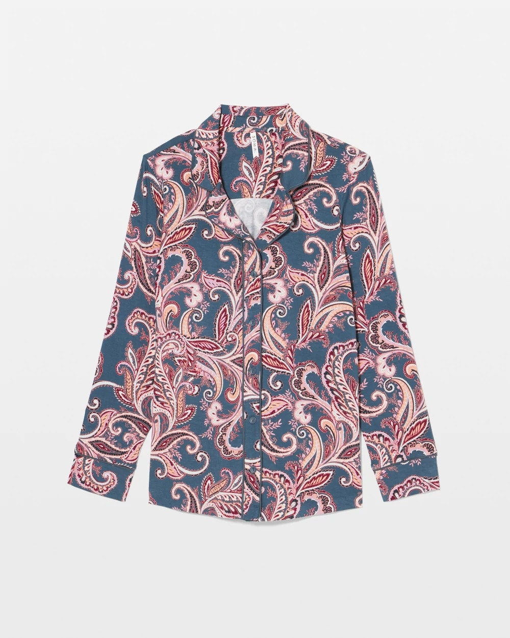 IMPERIAL PAISLEY MD PET Long-Sleeve Printed Notch Collar Pajama Top