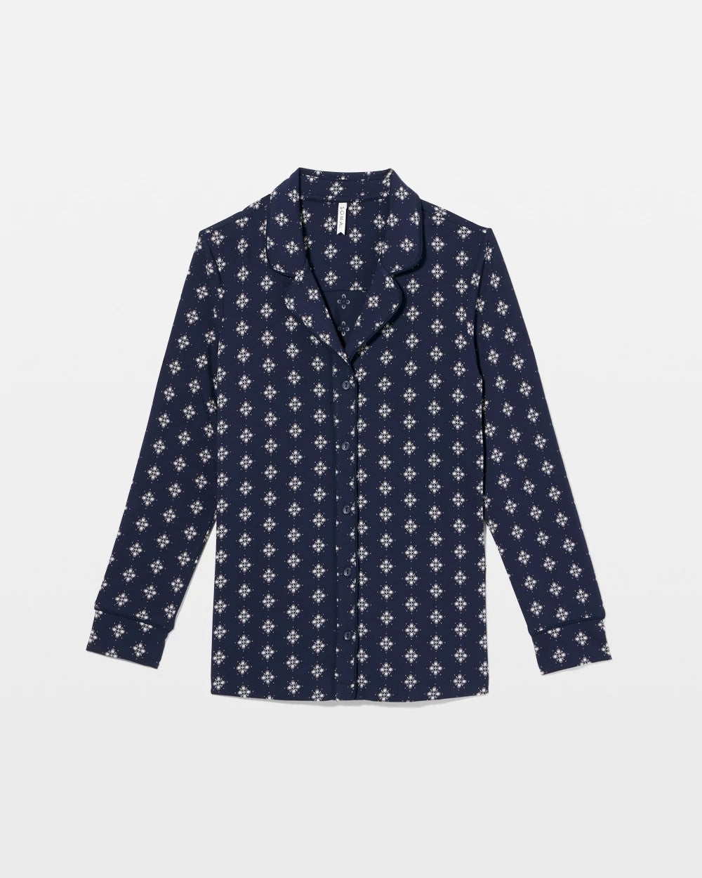 BELLE FOULARD NAVY Long-Sleeve Printed Notch Collar Pajama Top