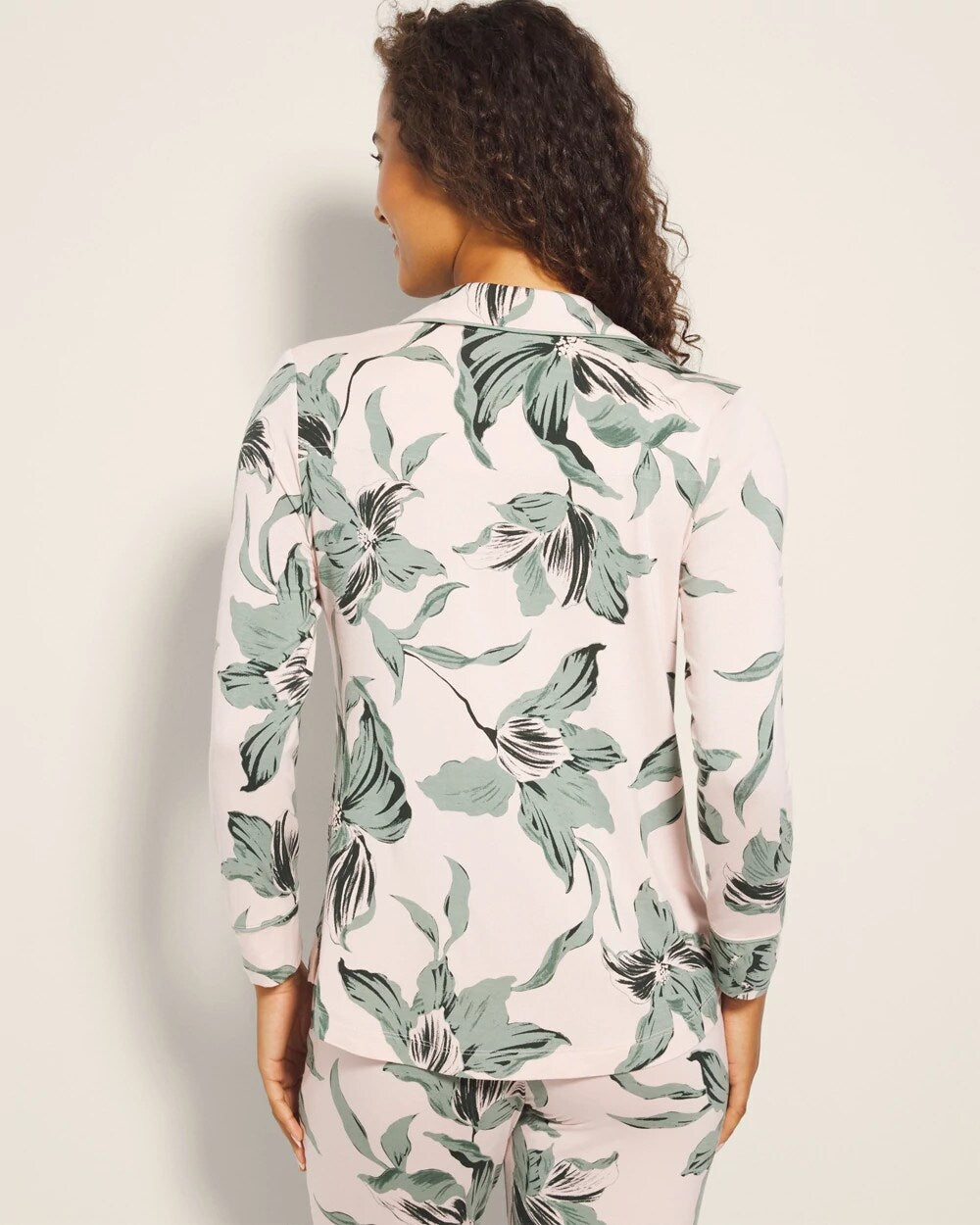 BLOOM BREEZE G SEPIA ROSE Long-Sleeve Printed Notch Collar Pajama Top