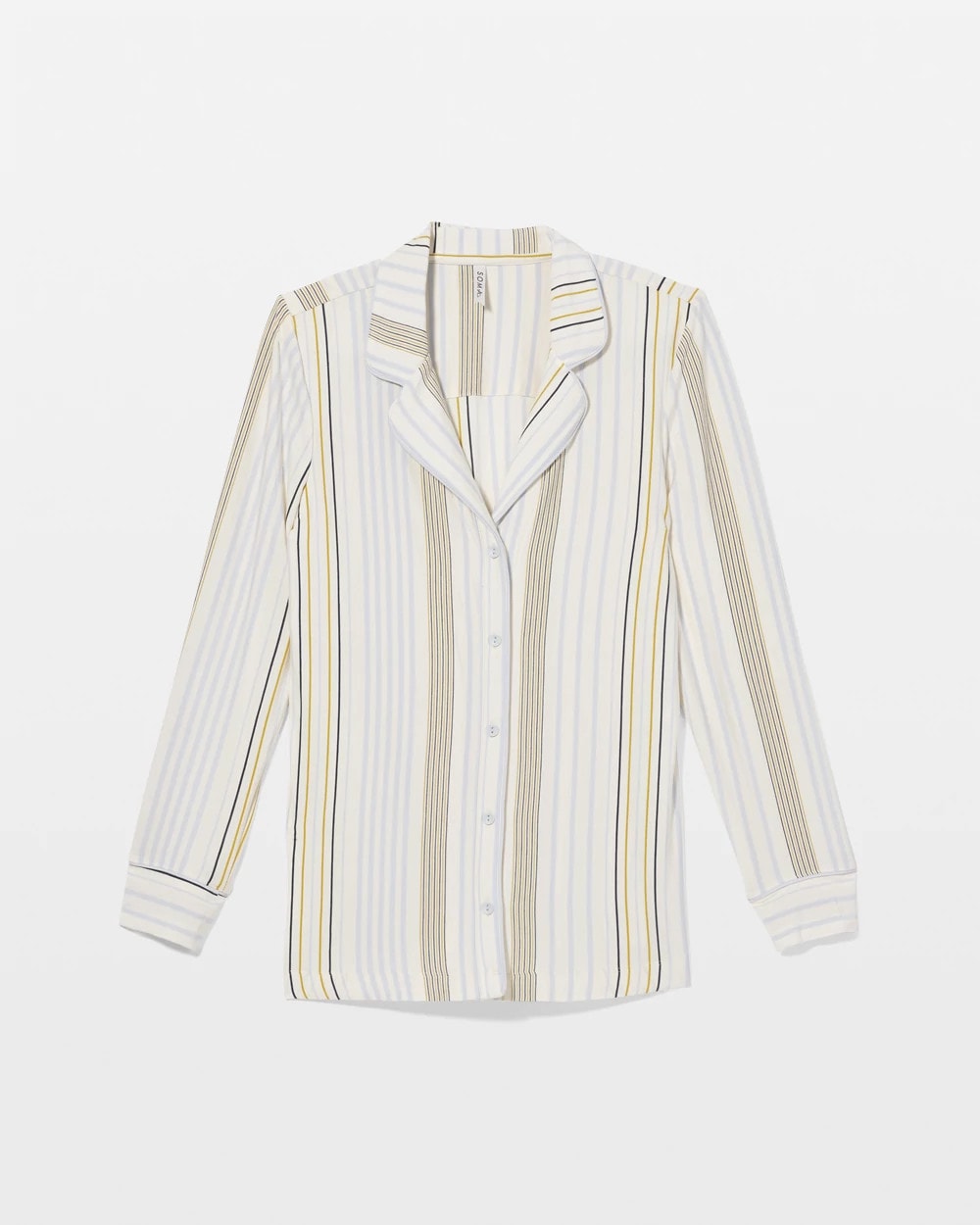 SUMMIT STRIPE CHAMPAGNE Long-Sleeve Printed Notch Collar Pajama Top