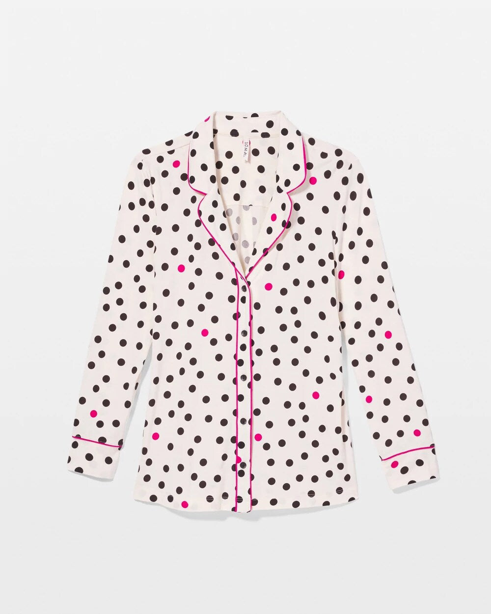 FANCIFUL DOT CHAMPAGNE Long-Sleeve Printed Notch Collar Pajama Top