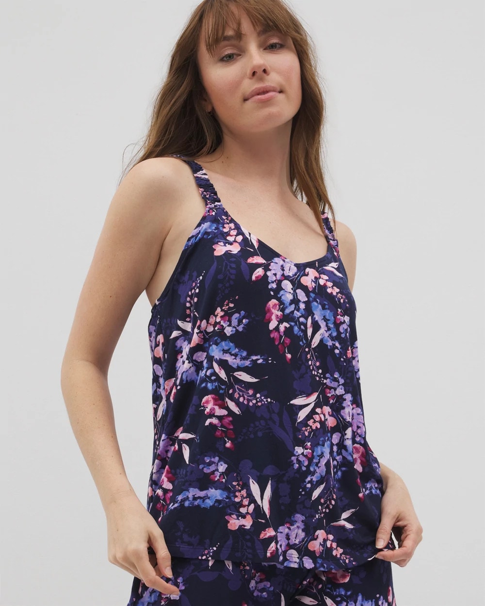 BLOOM BRIGHTLY NAVY Mini Ruffle Pajama Cami