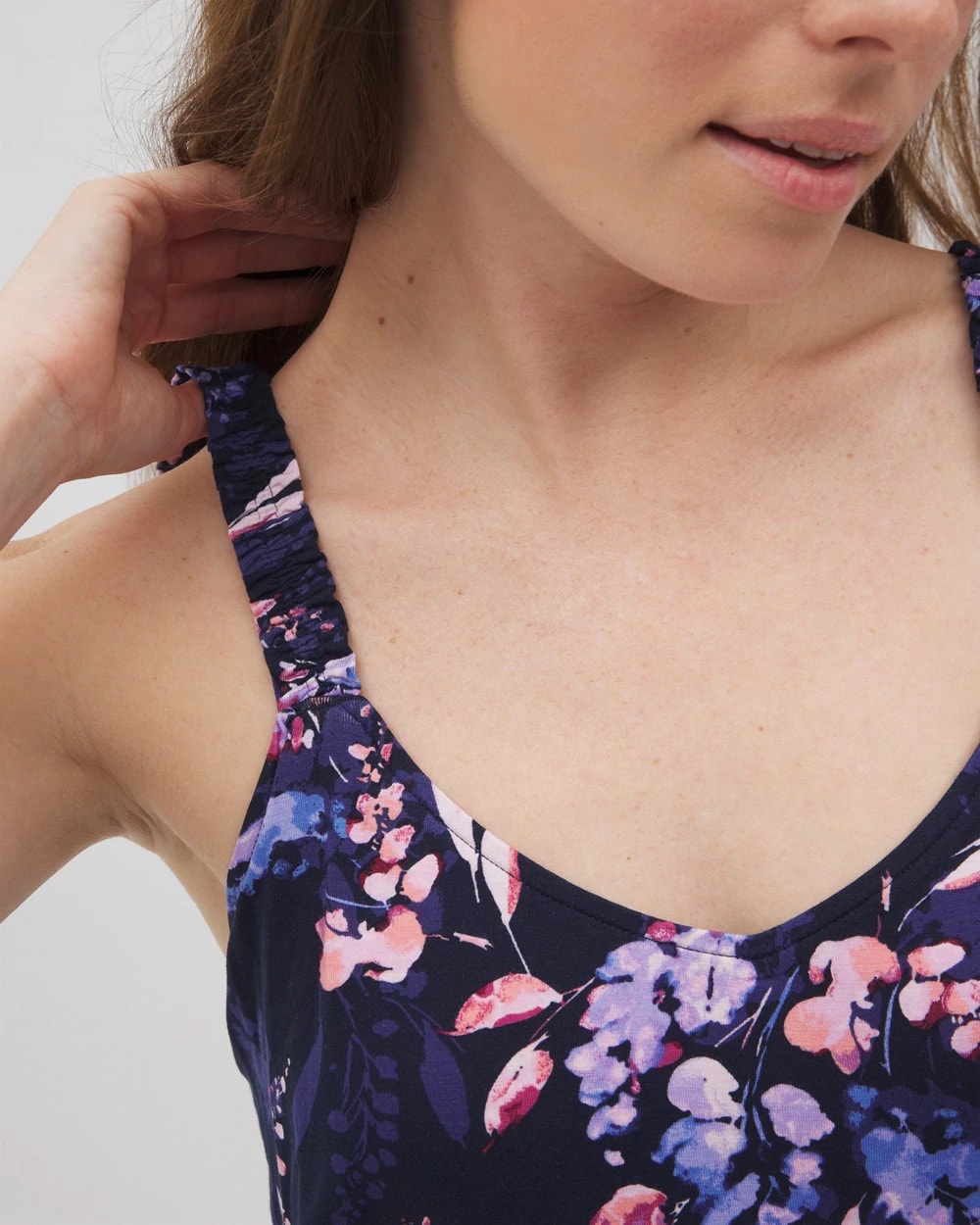 BLOOM BRIGHTLY NAVY Mini Ruffle Pajama Cami