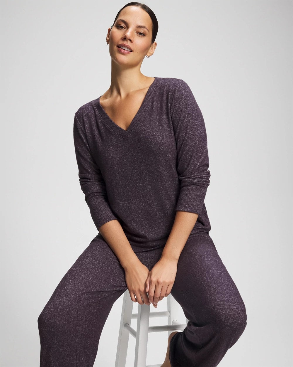 GRAY INK/PEARLED IVORY Long Sleeve Pajama Tee