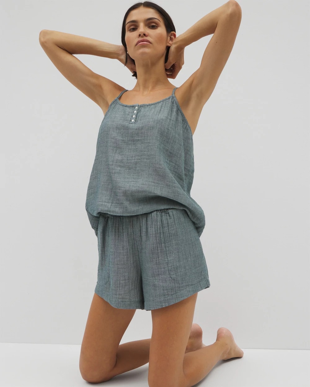DARK SEA CROSSDYE Cotton Gauze Pajama Shorts