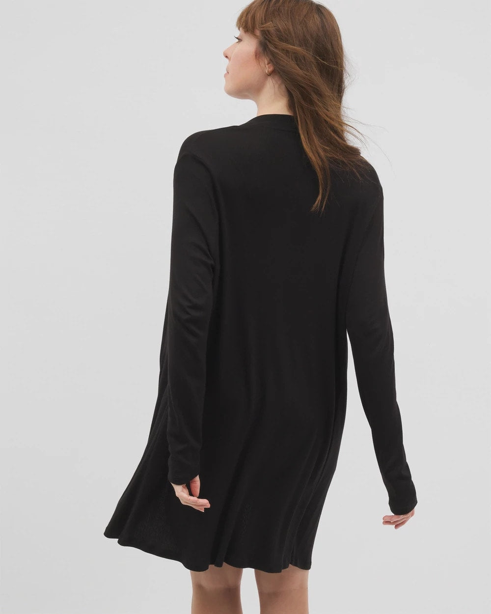 BLACK Lightweight Rib Knit Long Sleeve Wrap