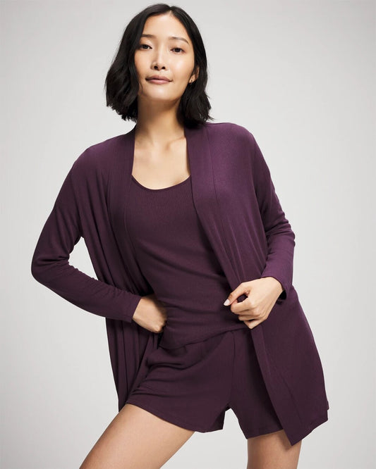 PLUM PERFECT Lightweight Rib Knit Long Sleeve Wrap