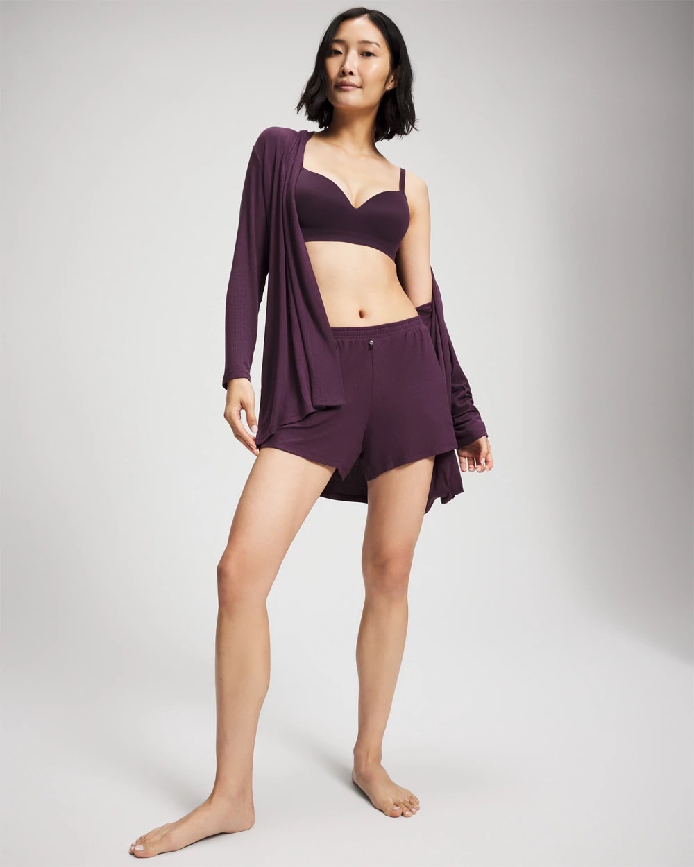 PLUM PERFECT Lightweight Rib Knit Long Sleeve Wrap