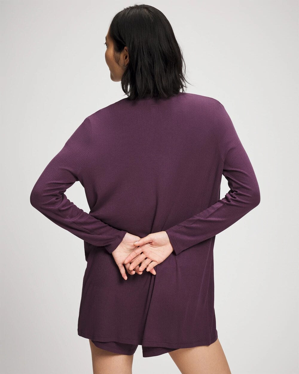 PLUM PERFECT Lightweight Rib Knit Long Sleeve Wrap