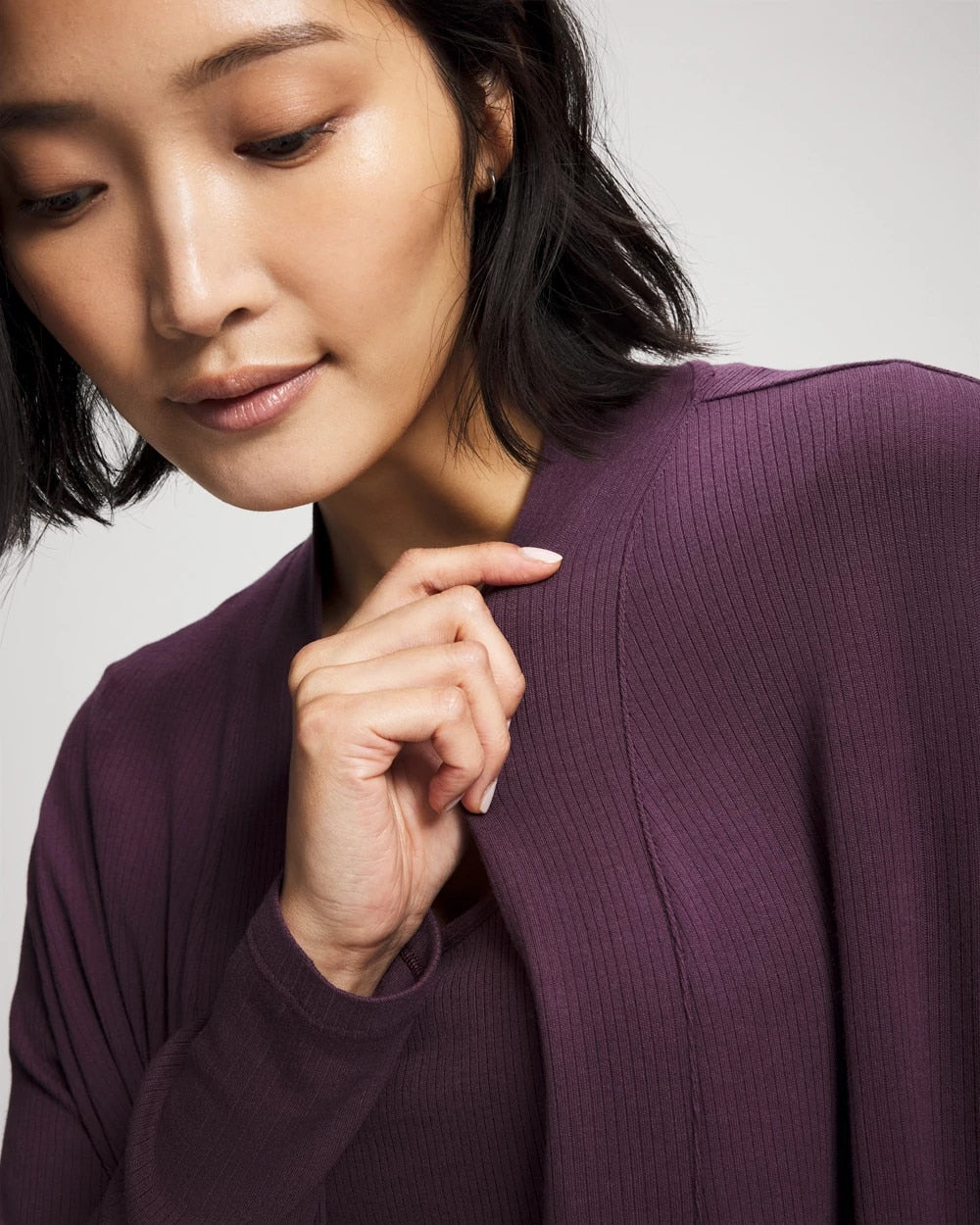 PLUM PERFECT Lightweight Rib Knit Long Sleeve Wrap
