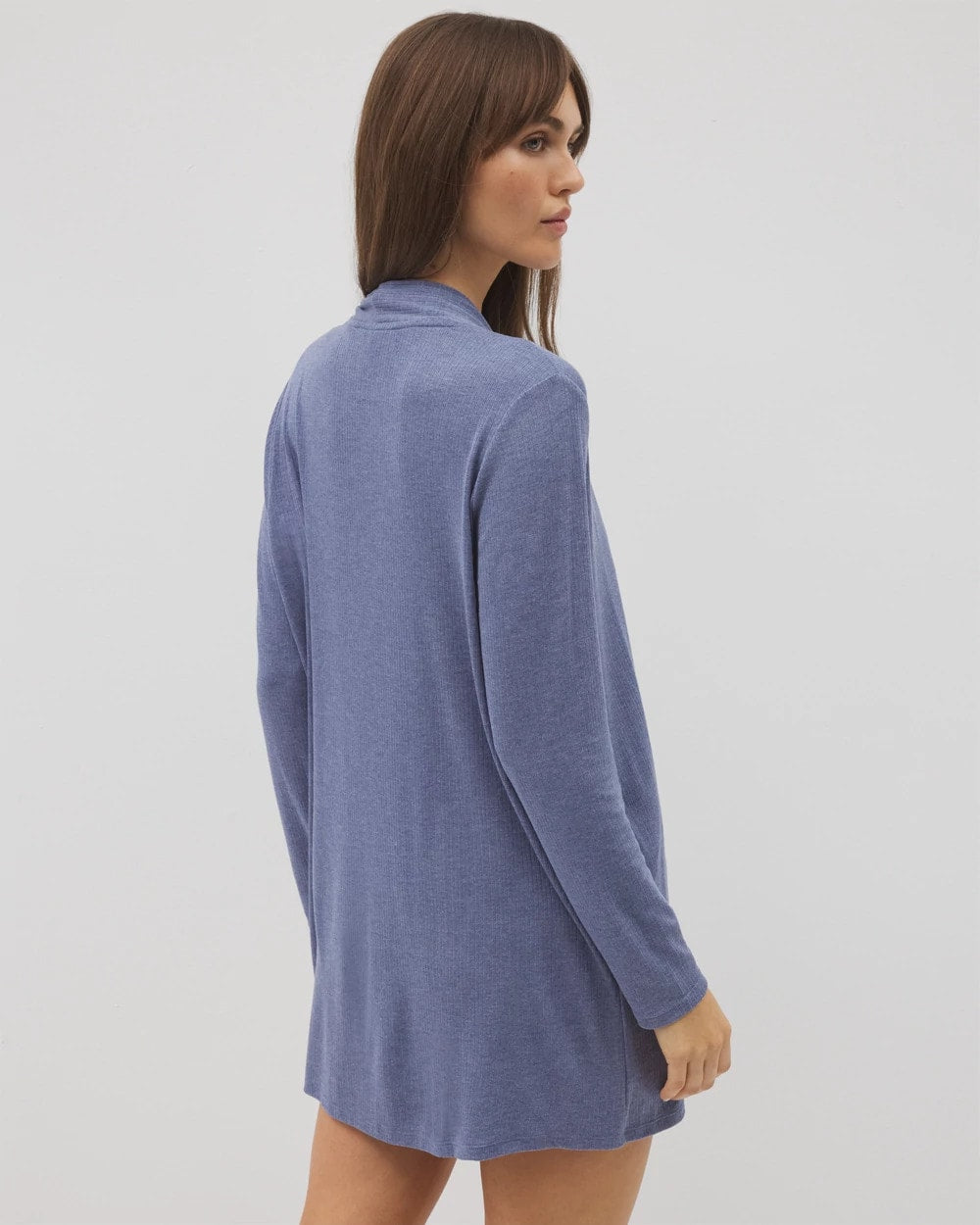 HEATHER DUSK Lightweight Rib Knit Long Sleeve Wrap