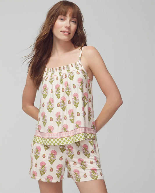 PAISLEY FLORAL BORDER WS Smocked Pajama Cami