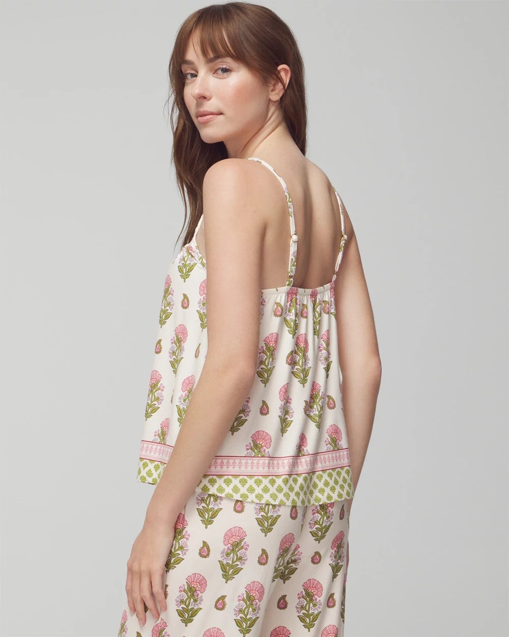 PAISLEY FLORAL BORDER WS Smocked Pajama Cami
