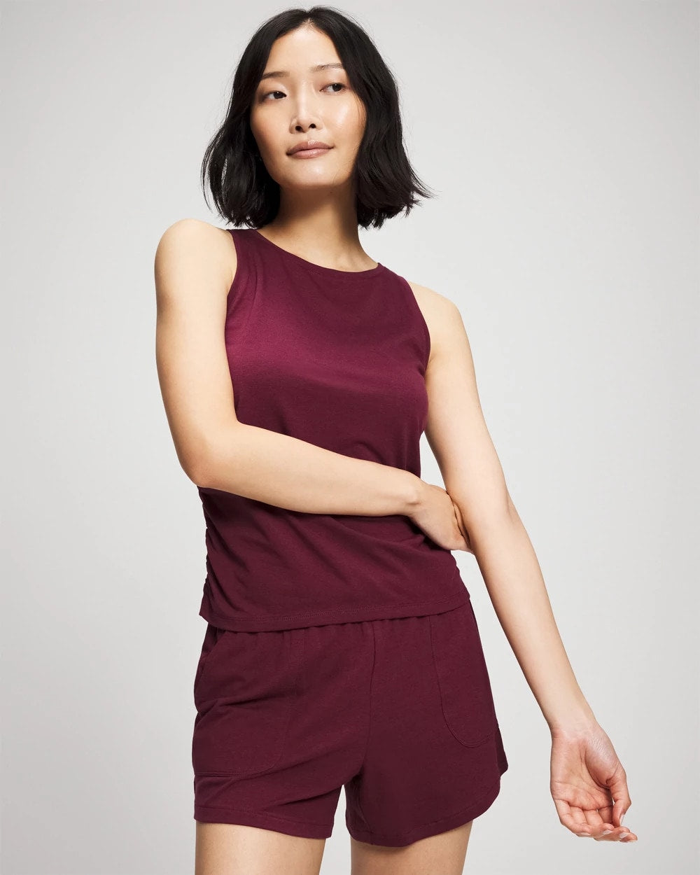 VELVET PLUM Ruched Pajama Tank