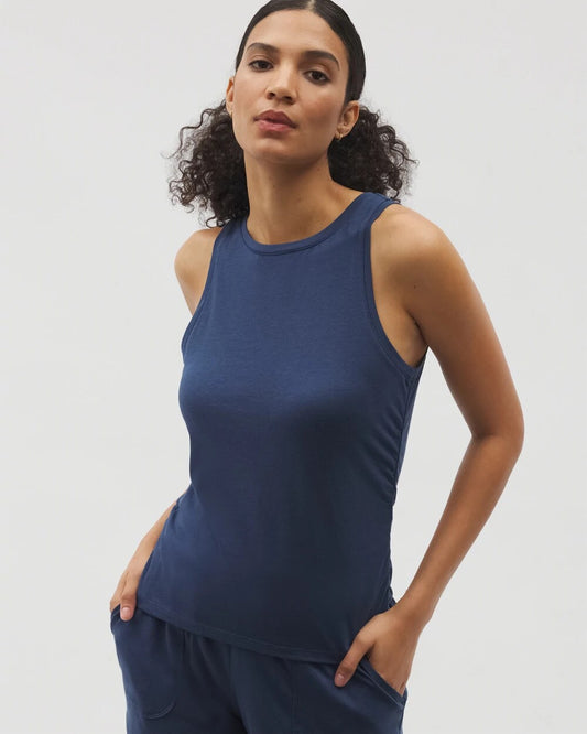 INK BLUE Ruched Pajama Tank