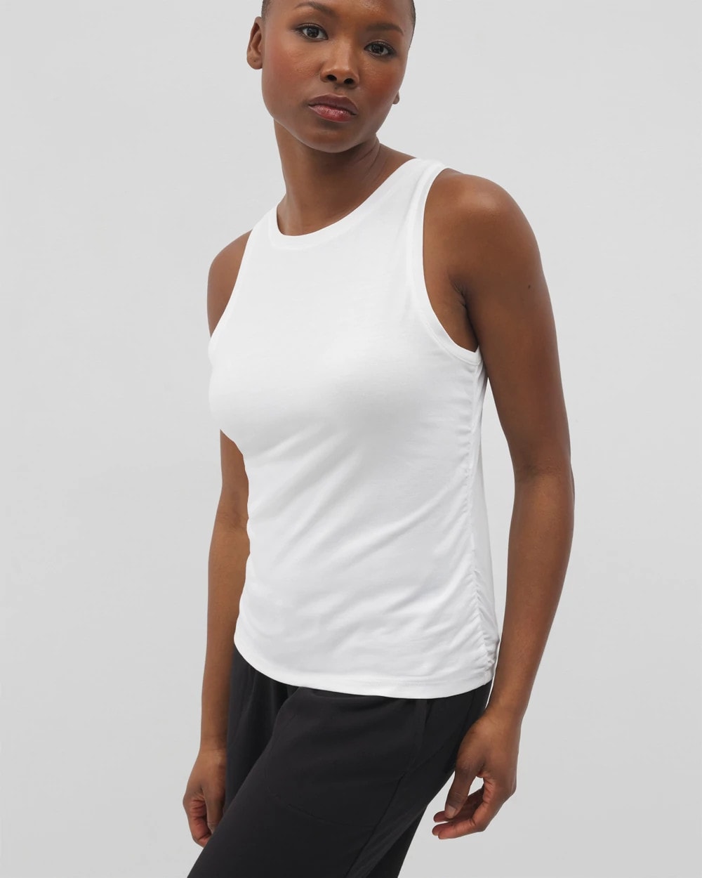 OPTIC WHITE Ruched Pajama Tank