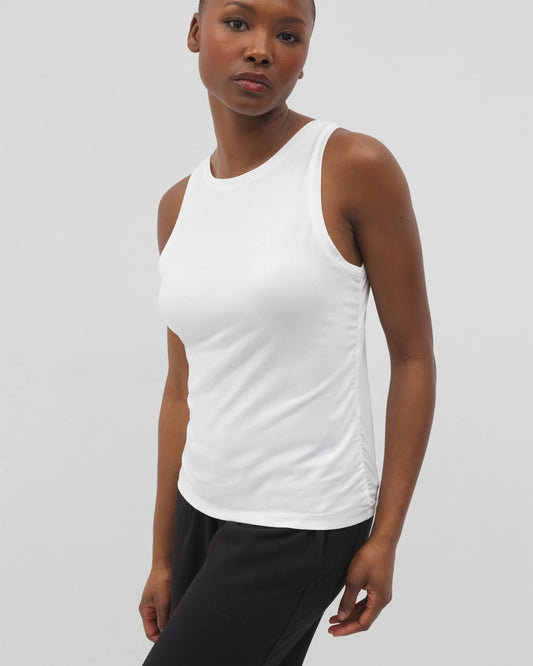 OPTIC WHITE Ruched Pajama Tank