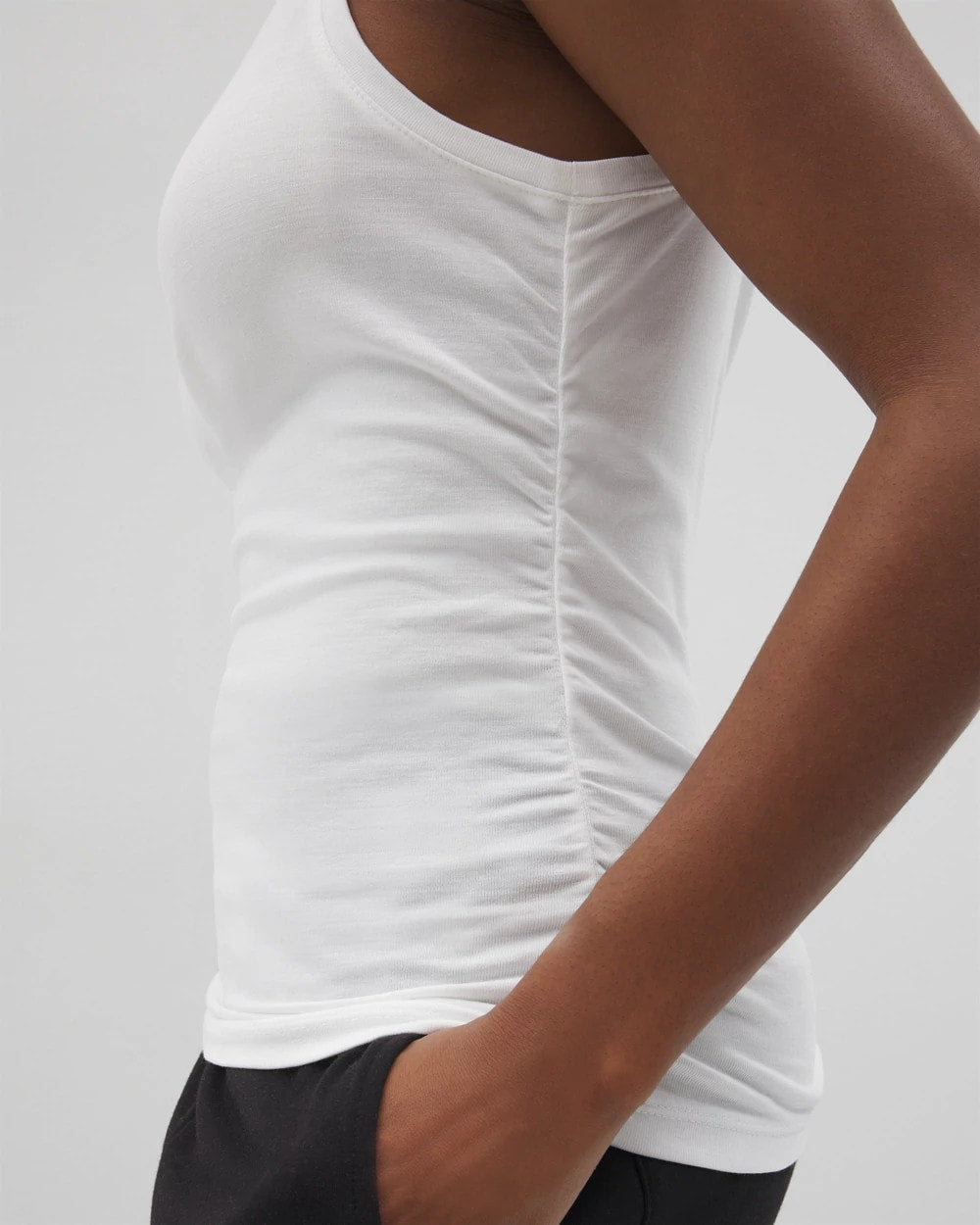 OPTIC WHITE Ruched Pajama Tank