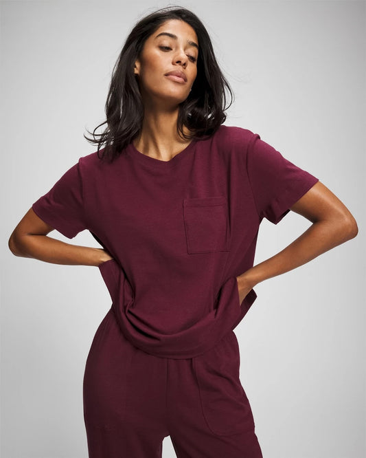 VELVET PLUM Short-Sleeve Pocket Pajama Tee