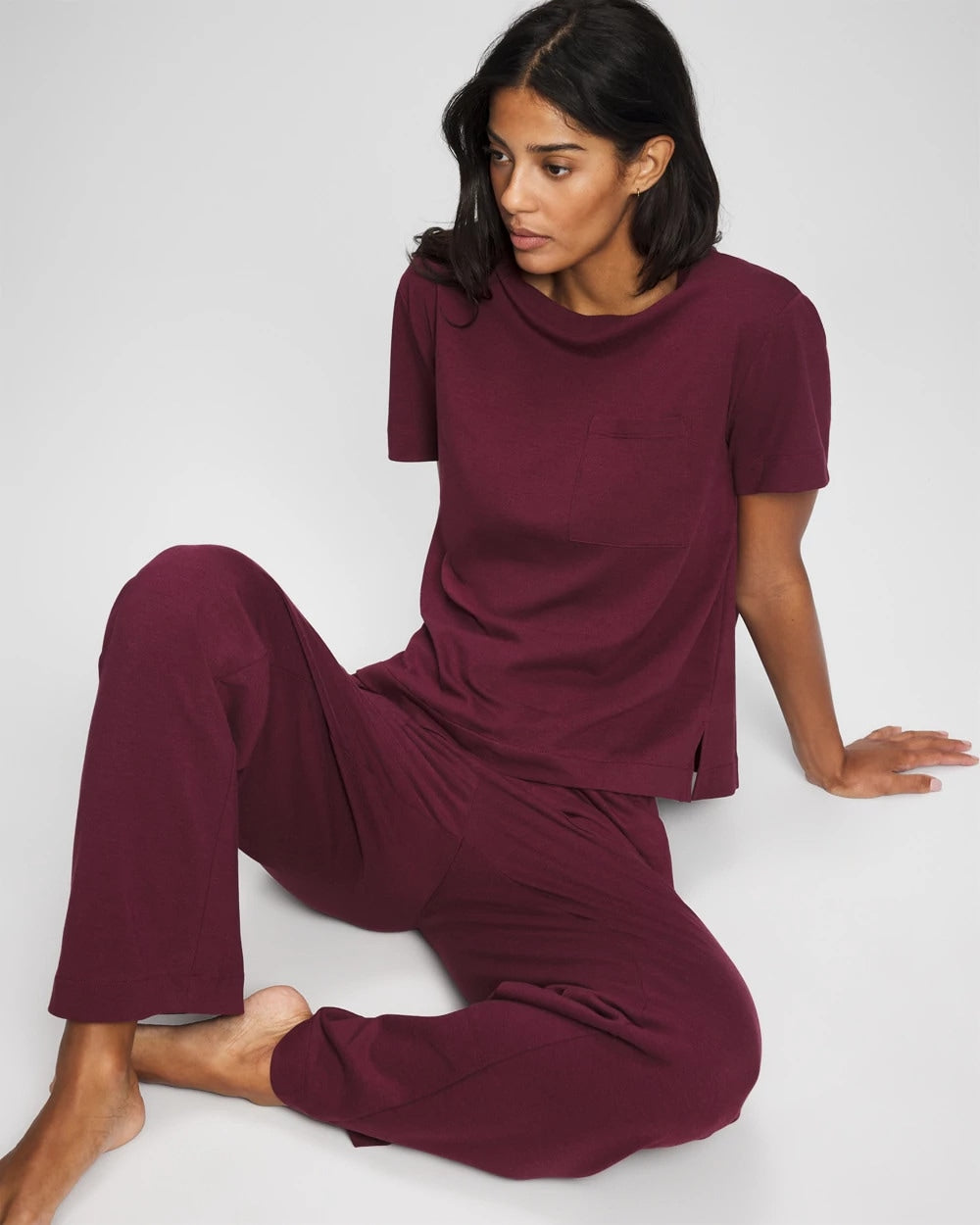 VELVET PLUM Short-Sleeve Pocket Pajama Tee