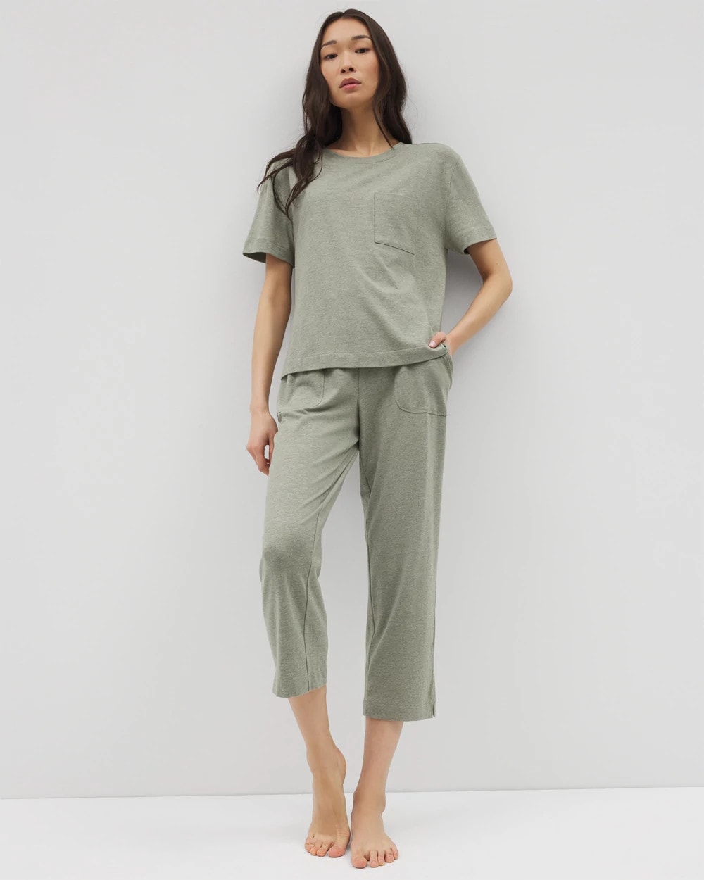 HEATHER HIGHLANDS Short-Sleeve Pocket Pajama Tee