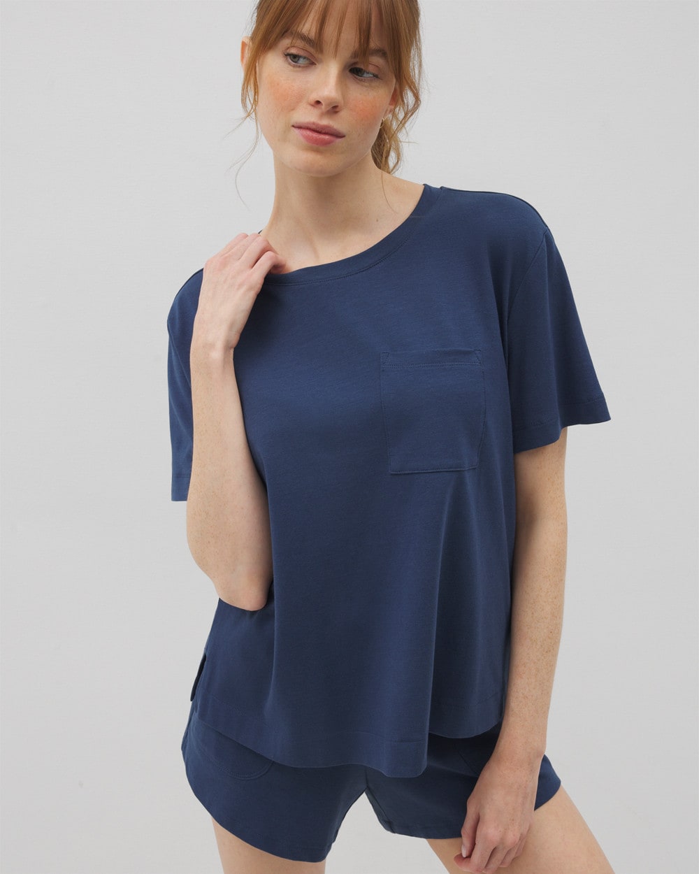 INK BLUE Short-Sleeve Pocket Pajama Tee