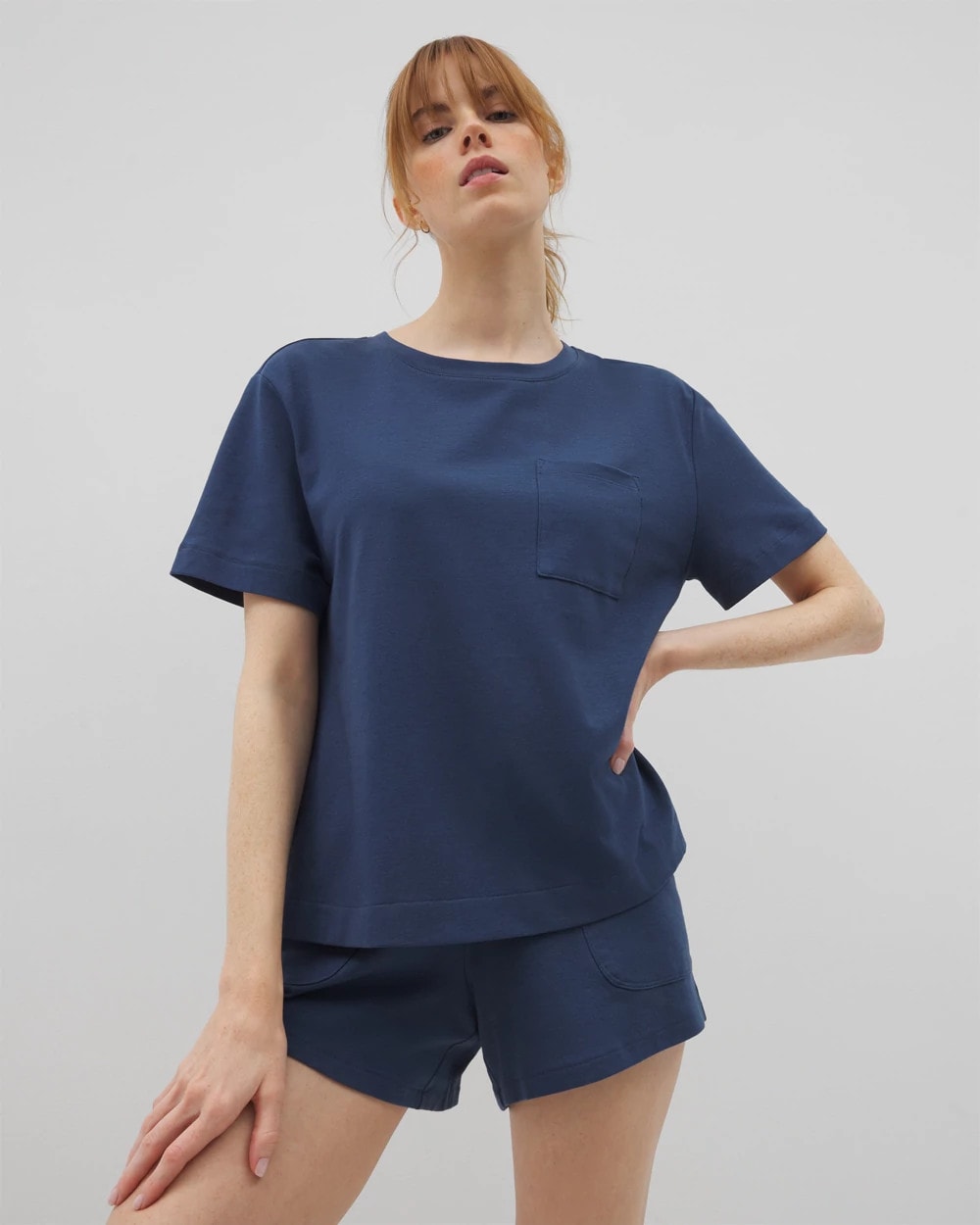 INK BLUE Short-Sleeve Pocket Pajama Tee