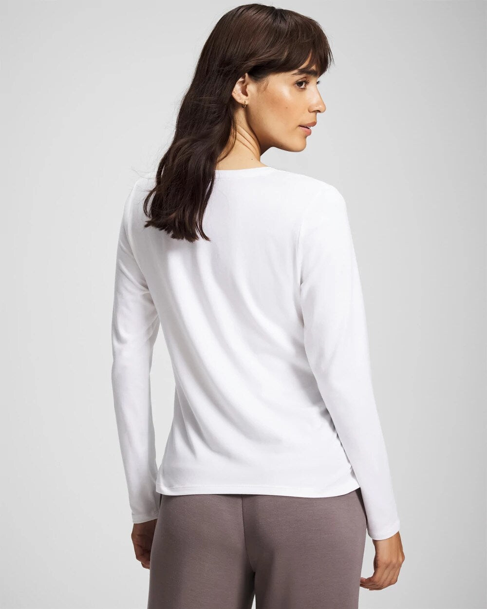 OPTIC WHITE Ruched Long Sleeve Pajama Tee