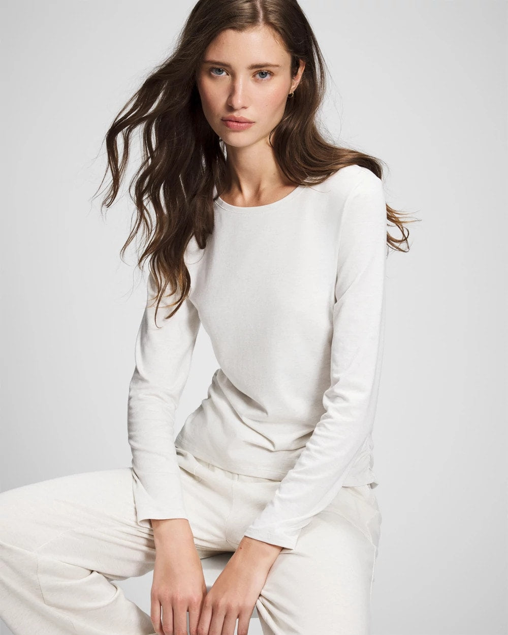 HEATHER CRYSTAL Ruched Long Sleeve Pajama Tee