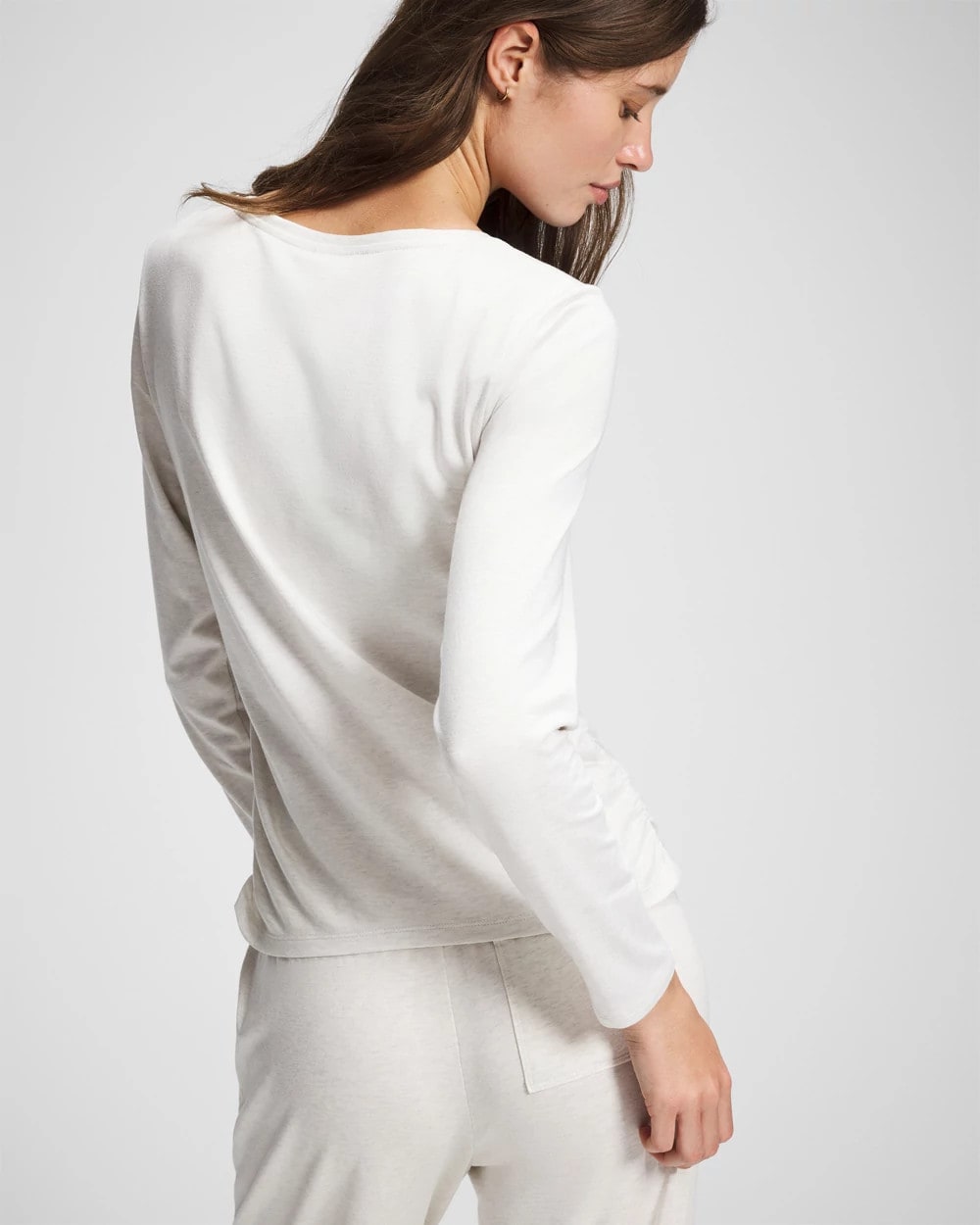 HEATHER CRYSTAL Ruched Long Sleeve Pajama Tee