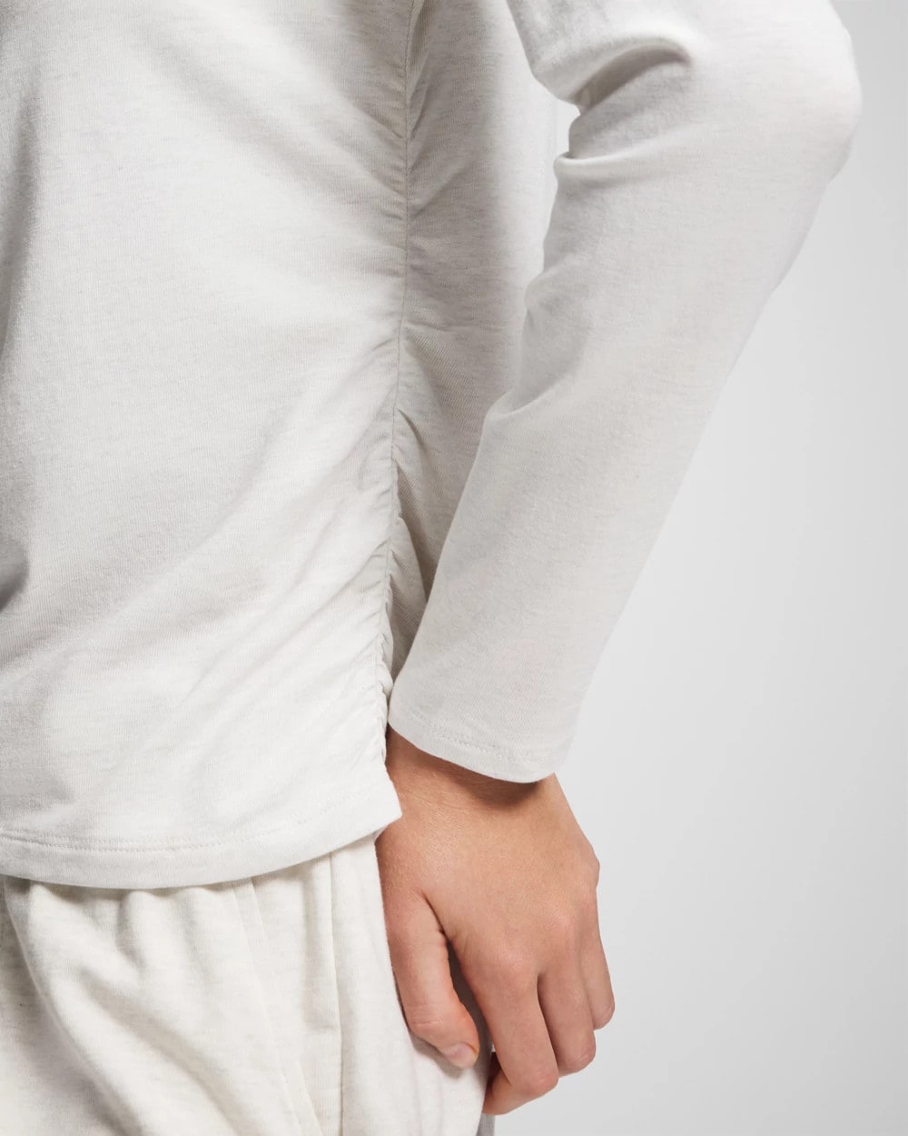 HEATHER CRYSTAL Ruched Long Sleeve Pajama Tee
