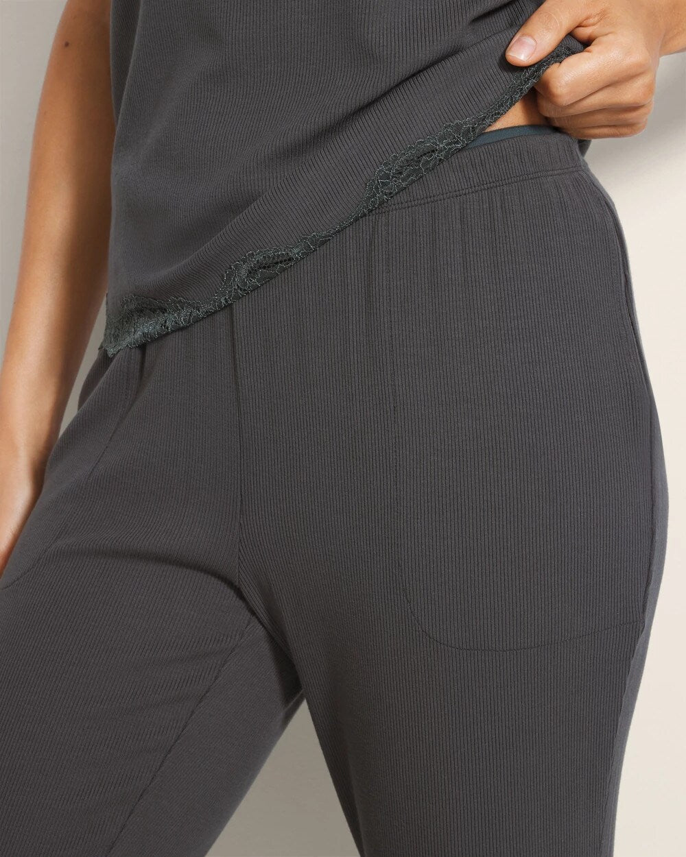 DARK EVERGLADE Rib Ankle Pajama Pants