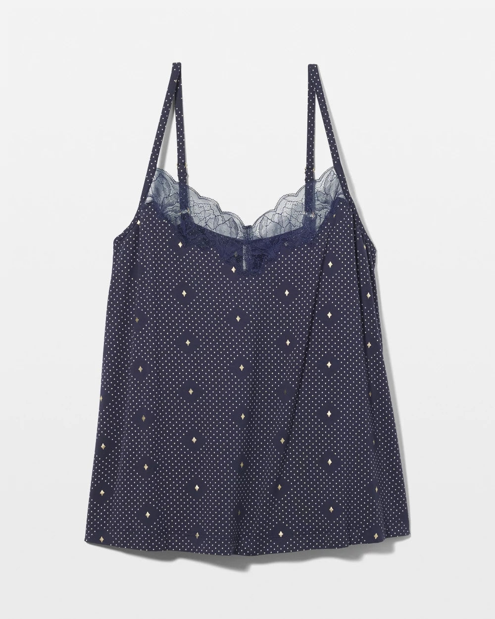 SHINE ON DOT NAVY Lace-Trim Pajama Cami